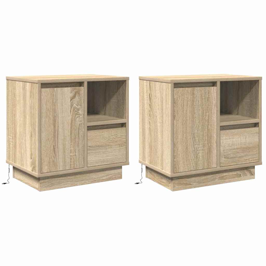 Nachtkastje 2 pcs Sonoma Eiken 50 x 34,5 x 50 cm. Bewerkt hout is nu te koop bij PeponiXL, paradijselijk wonen!