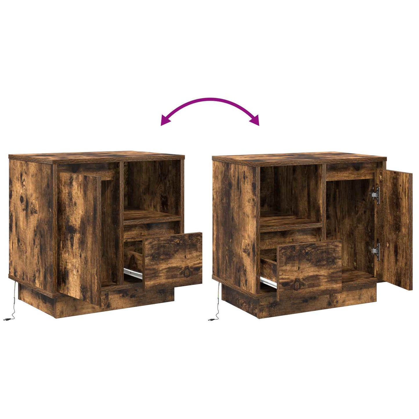 Nachtkastje Gerookt eiken 50 x 34,5 x 50 cm. Bewerkt hout is nu te koop bij PeponiXL, paradijselijk wonen!