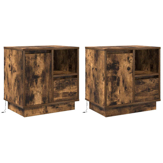 Nachtkastje 2 pcs Gerookt eiken 50 x 34,5 x 50 cm. Bewerkt hout is nu te koop bij PeponiXL, paradijselijk wonen!