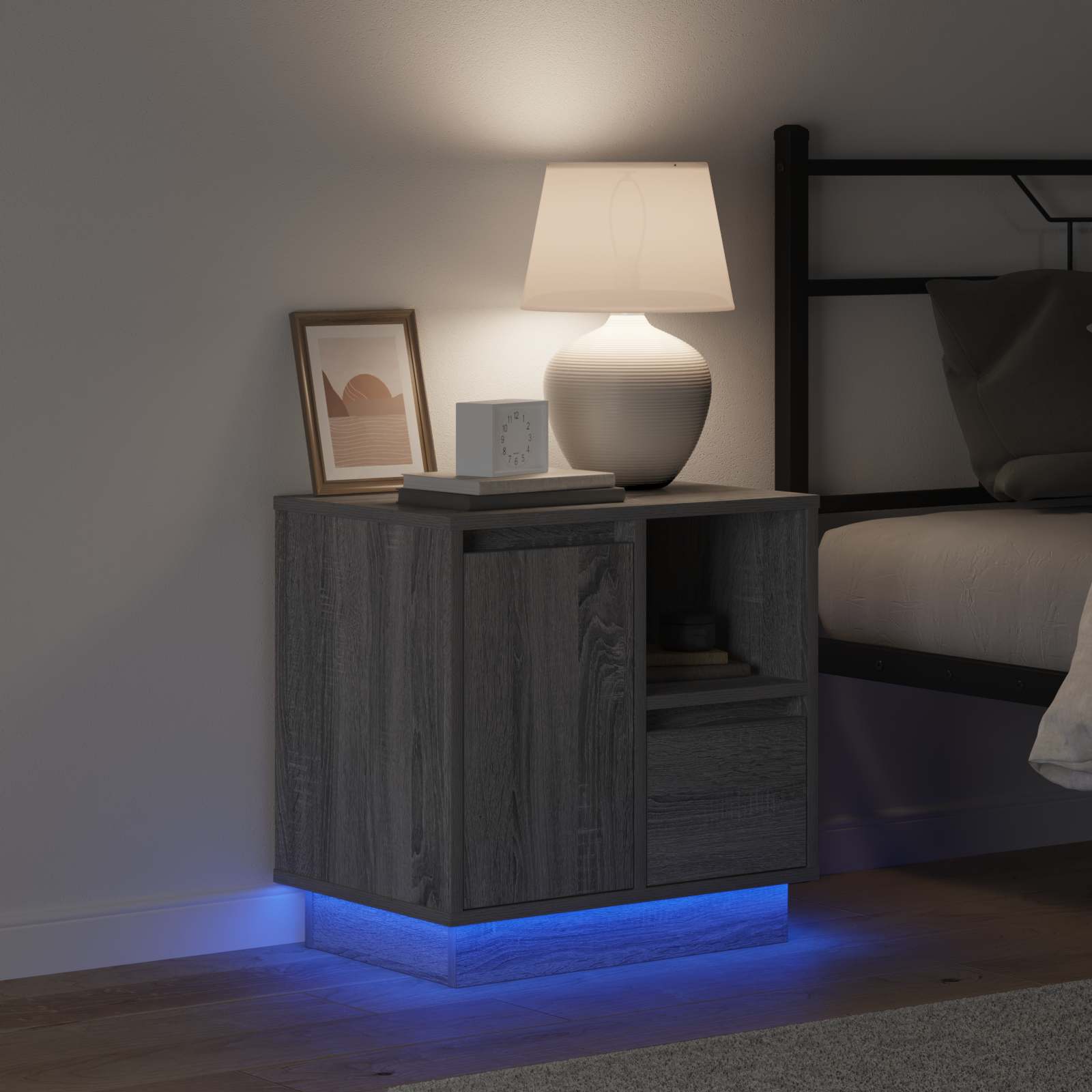 Nachtkastje 2 pcs Grijs 50 x 34,5 x 50 cm. Bewerkt hout is nu te koop bij PeponiXL, paradijselijk wonen!