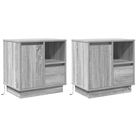 Nachtkastje 2 pcs Grijs 50 x 34,5 x 50 cm. Bewerkt hout is nu te koop bij PeponiXL, paradijselijk wonen!