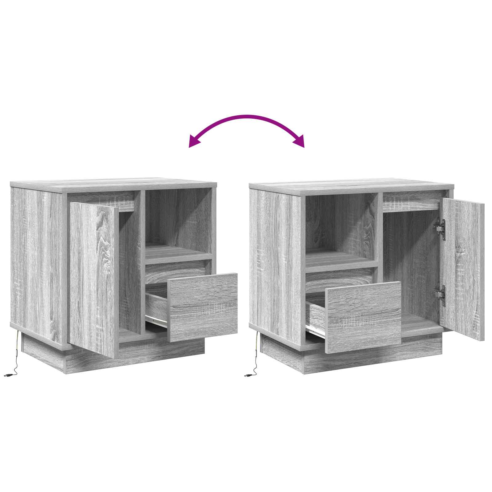 Nachtkastje 2 pcs Grijs 50 x 34,5 x 50 cm. Bewerkt hout is nu te koop bij PeponiXL, paradijselijk wonen!