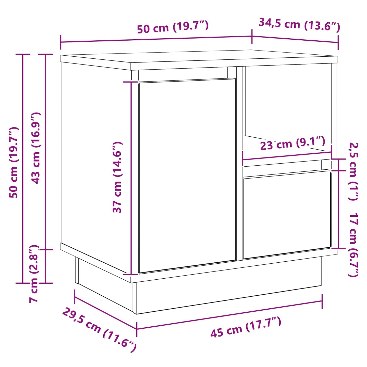 Nachtkastje 2 pcs Grijs 50 x 34,5 x 50 cm. Bewerkt hout is nu te koop bij PeponiXL, paradijselijk wonen!