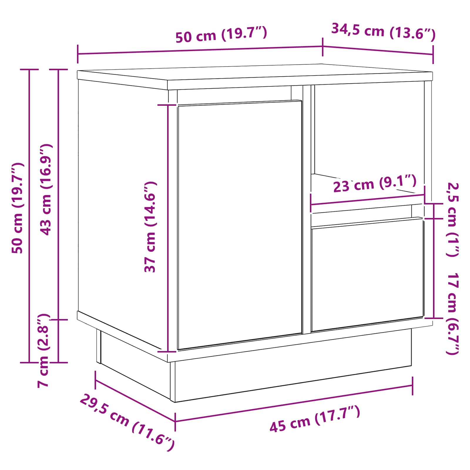 Nachtkastje 2 pcs Grijs 50 x 34,5 x 50 cm. Bewerkt hout is nu te koop bij PeponiXL, paradijselijk wonen!