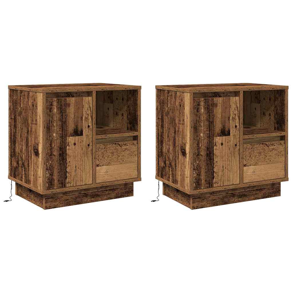 Nachtkastje 2 pcs Oudhout 50 x 34,5 x 50 cm. Bewerkt hout is nu te koop bij PeponiXL, paradijselijk wonen!