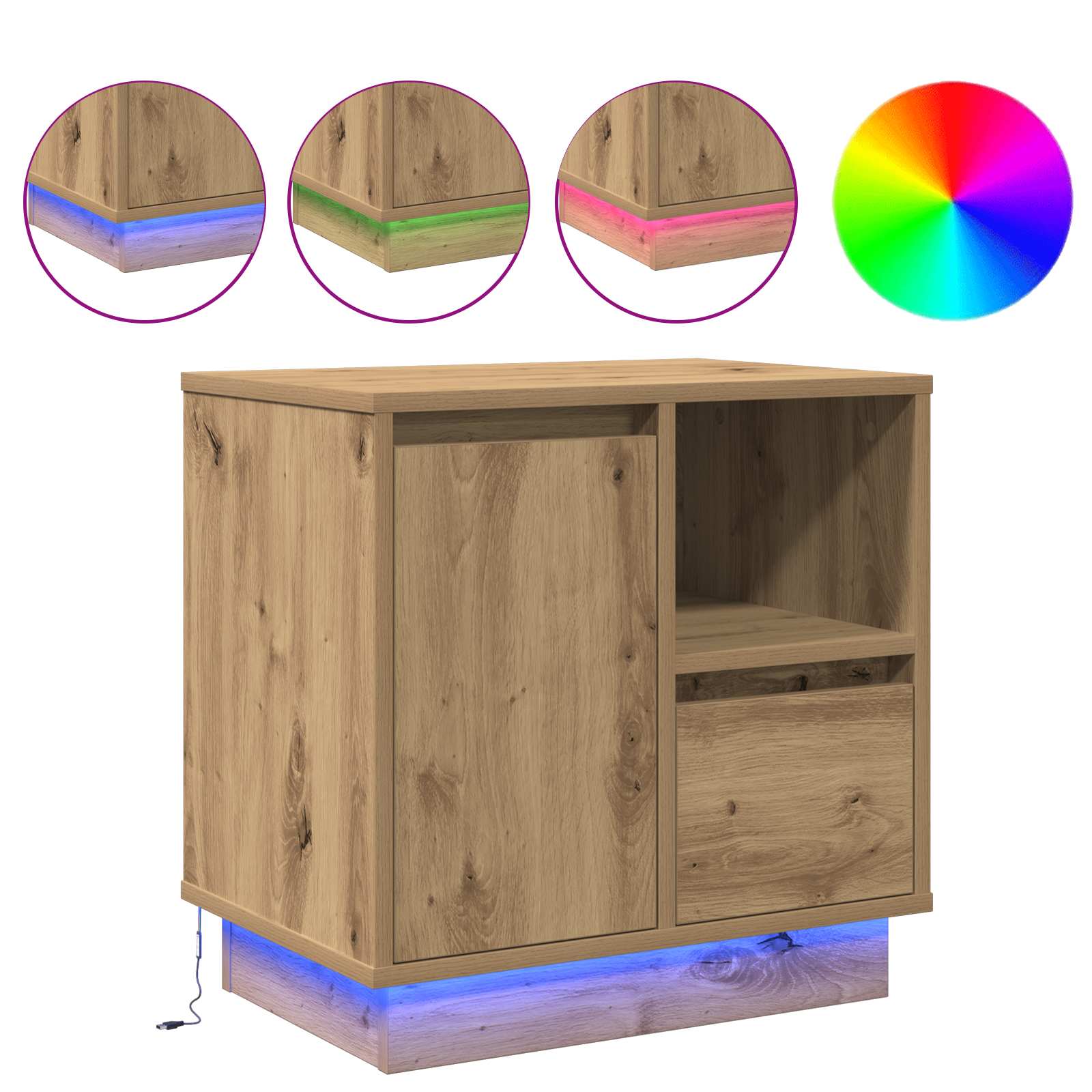 Nachtkastje Artisan Eiken 50 x 34,5 x 50 cm. Bewerkt hout is nu te koop bij PeponiXL, paradijselijk wonen!