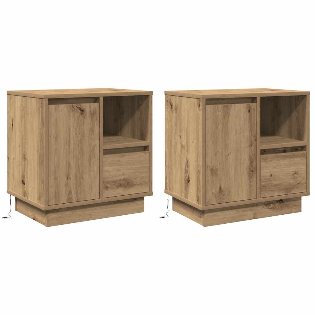 Nachtkastje 2 pcs Artisan Eiken 50 x 34,5 x 50 cm. Bewerkt hout is nu te koop bij PeponiXL, paradijselijk wonen!