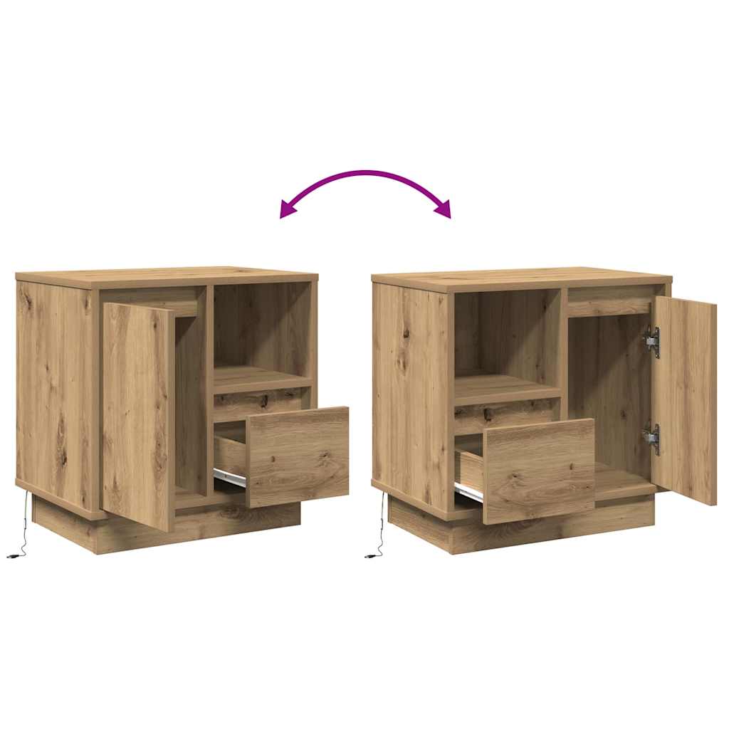 Nachtkastje 2 pcs Artisan Eiken 50 x 34,5 x 50 cm. Bewerkt hout is nu te koop bij PeponiXL, paradijselijk wonen!