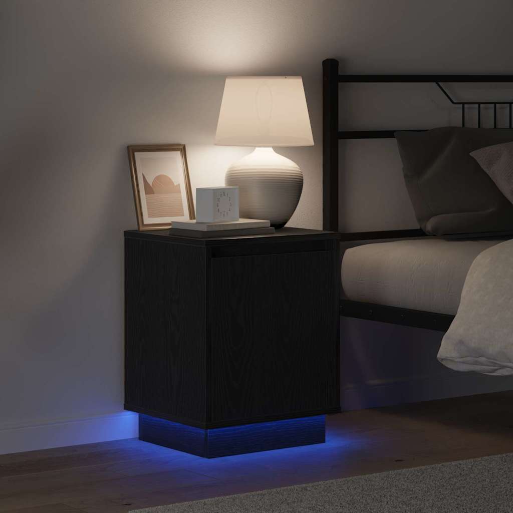 Nachtkastje Zwart Eiken 39 x 34,5 x 50 cm Bewerkt hout is nu te koop bij PeponiXL, paradijselijk wonen!