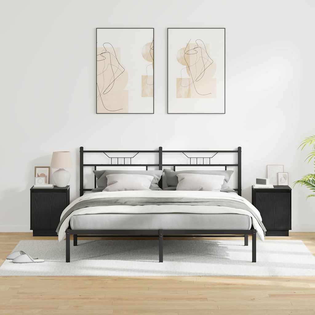 Nachtkastje 2 pcs Zwart Eiken 39 x 34,5 x 50 cm Bewerkt hout is nu te koop bij PeponiXL, paradijselijk wonen!
