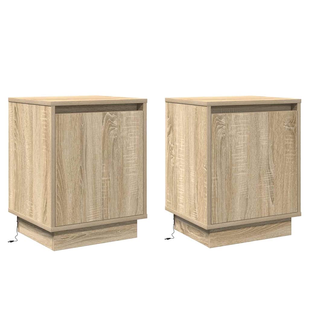 Nachtkastje 2 pcs Sonoma Eiken 39 x 34,5 x 50 cm Bewerkt hout is nu te koop bij PeponiXL, paradijselijk wonen!