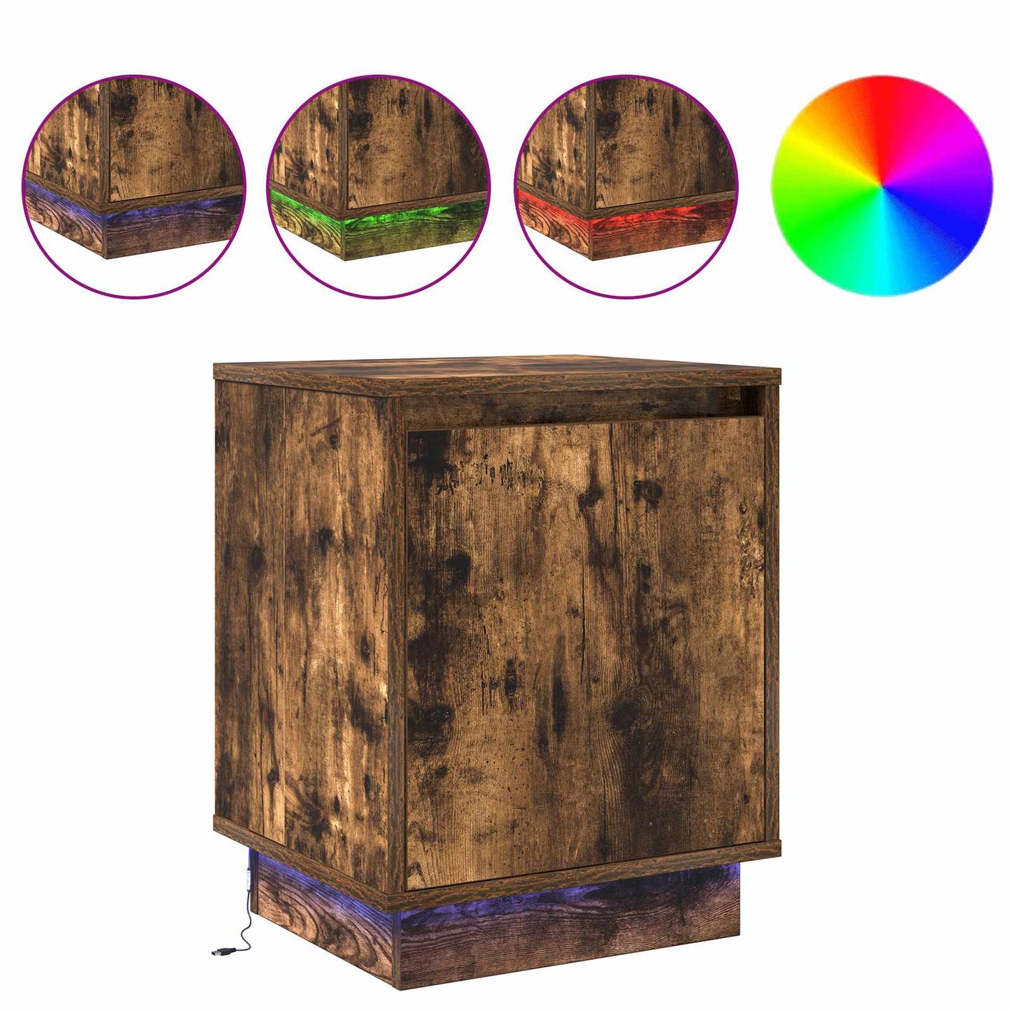 Nachtkastje Gerookt eiken 39 x 34,5 x 50 cm Bewerkt hout is nu te koop bij PeponiXL, paradijselijk wonen!