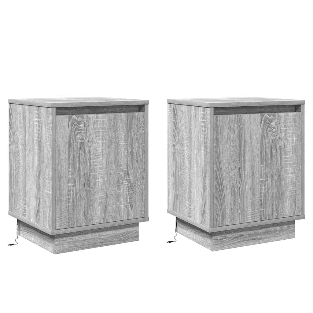 Nachtkastje 2 pcs Grijs 39 x 34,5 x 50 cm Bewerkt hout is nu te koop bij PeponiXL, paradijselijk wonen!