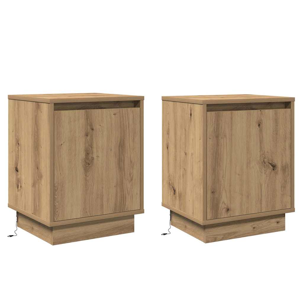 Nachtkastje 2 pcs Artisan Eiken 39 x 34,5 x 50 cm Bewerkt hout is nu te koop bij PeponiXL, paradijselijk wonen!
