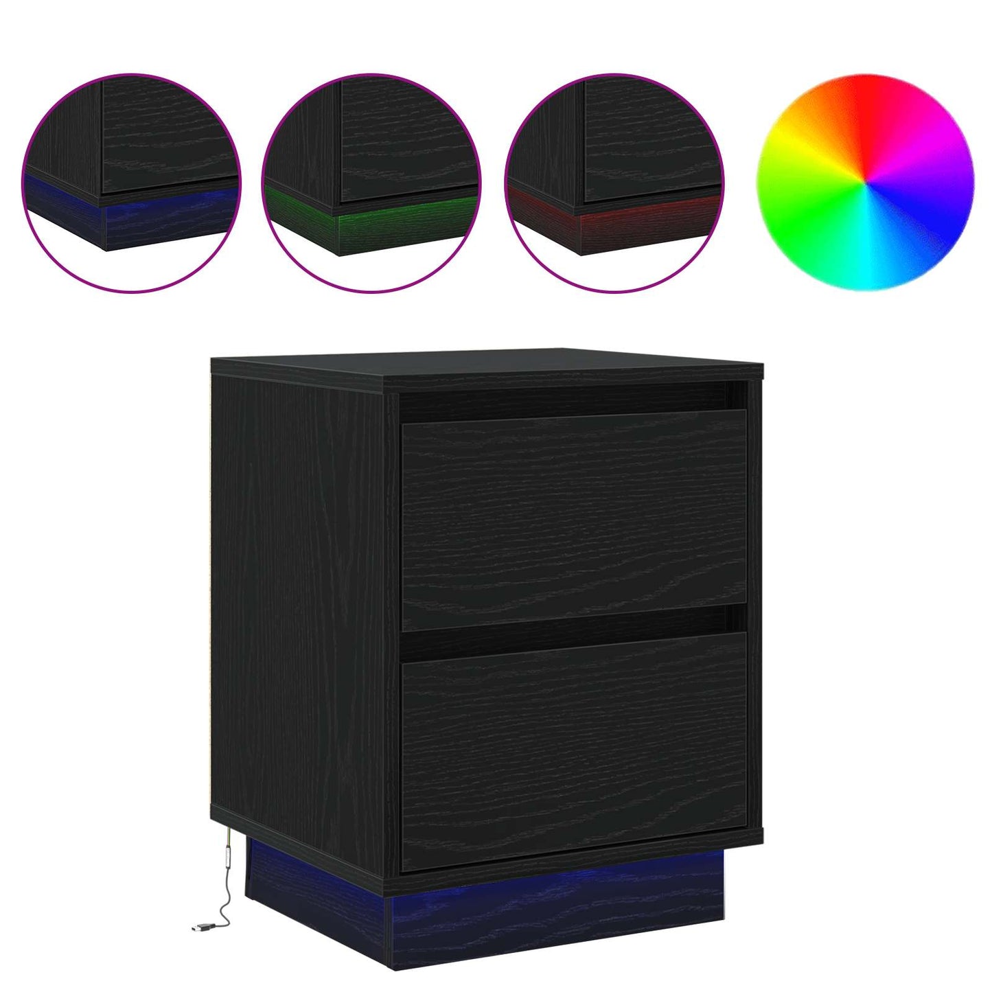 Nachtkastje met lade Zwart Eiken 39 x 34,5 x 50 cm Bewerkt hout is nu te koop bij PeponiXL, paradijselijk wonen!