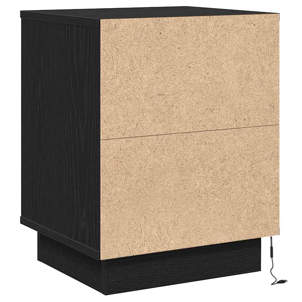 Nachtkastje met lade Zwart Eiken 39 x 34,5 x 50 cm Bewerkt hout is nu te koop bij PeponiXL, paradijselijk wonen!