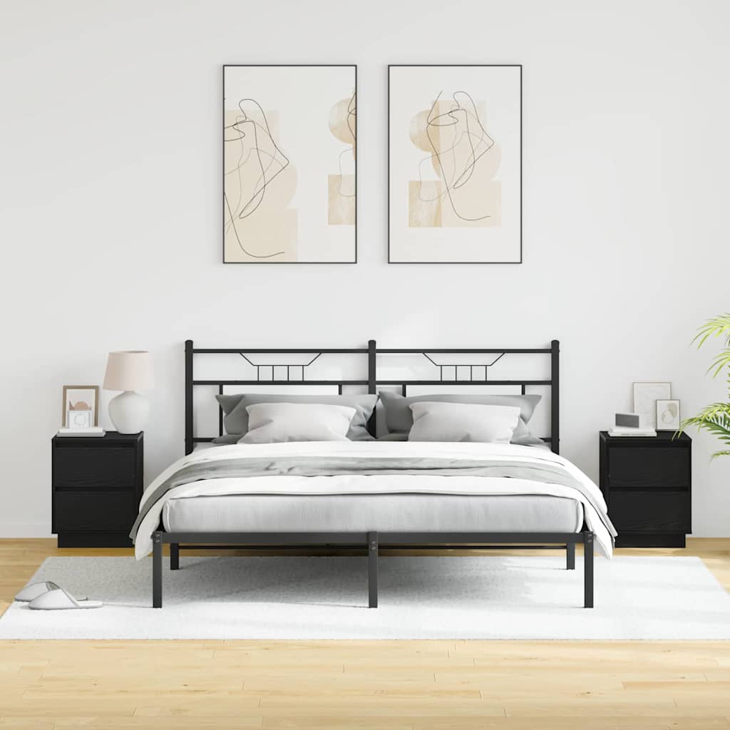 Nachtkastje 2 pcs Zwart Eiken 39 x 34,5 x 50 cm Bewerkt hout is nu te koop bij PeponiXL, paradijselijk wonen!