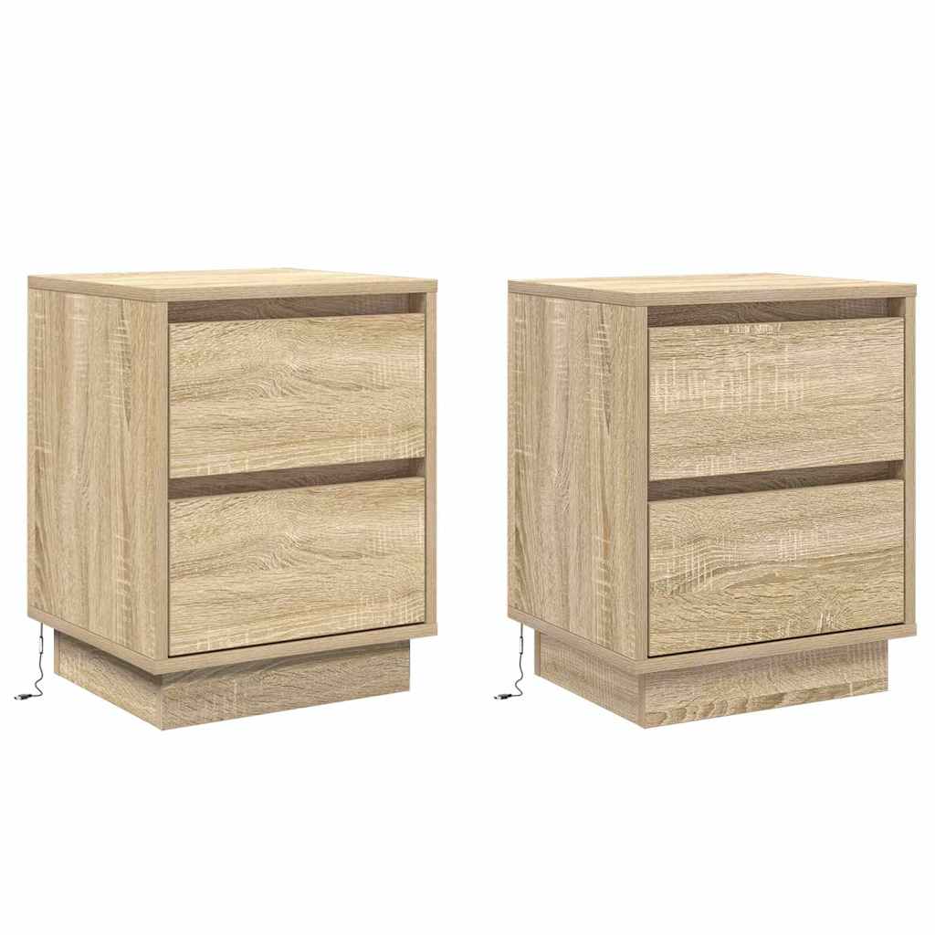 Nachtkastje 2 pcs Sonoma Eiken 39 x 34,5 x 50 cm Bewerkt hout is nu te koop bij PeponiXL, paradijselijk wonen!