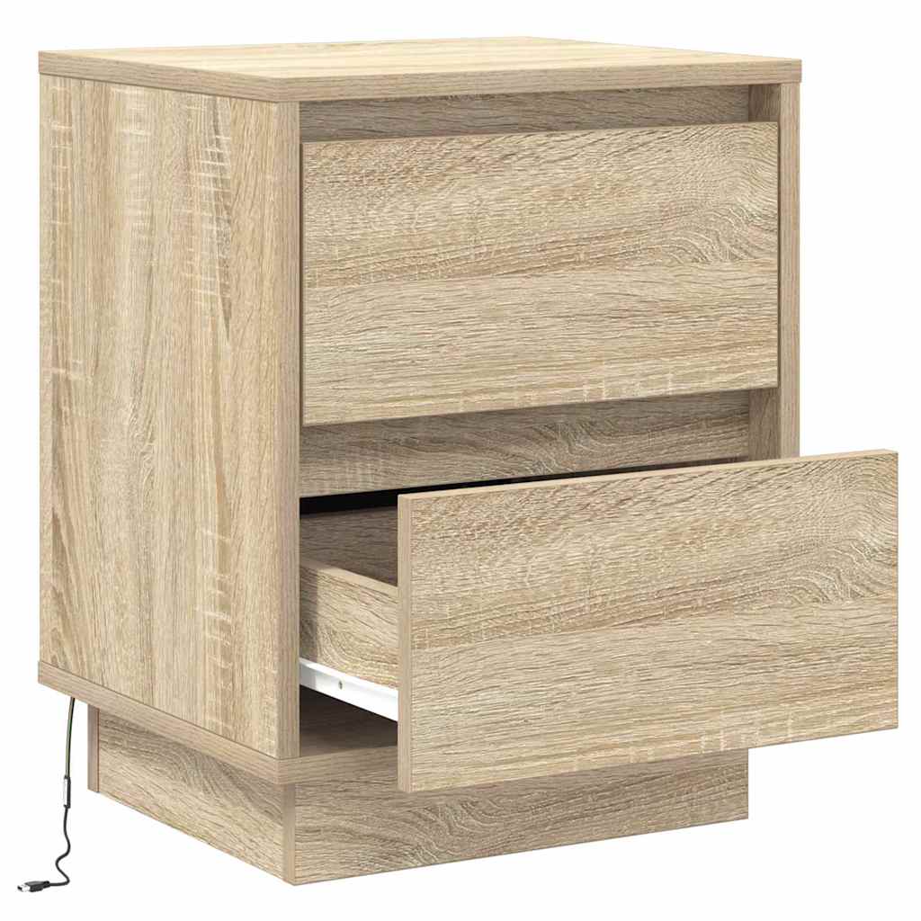 Nachtkastje 2 pcs Sonoma Eiken 39 x 34,5 x 50 cm Bewerkt hout is nu te koop bij PeponiXL, paradijselijk wonen!