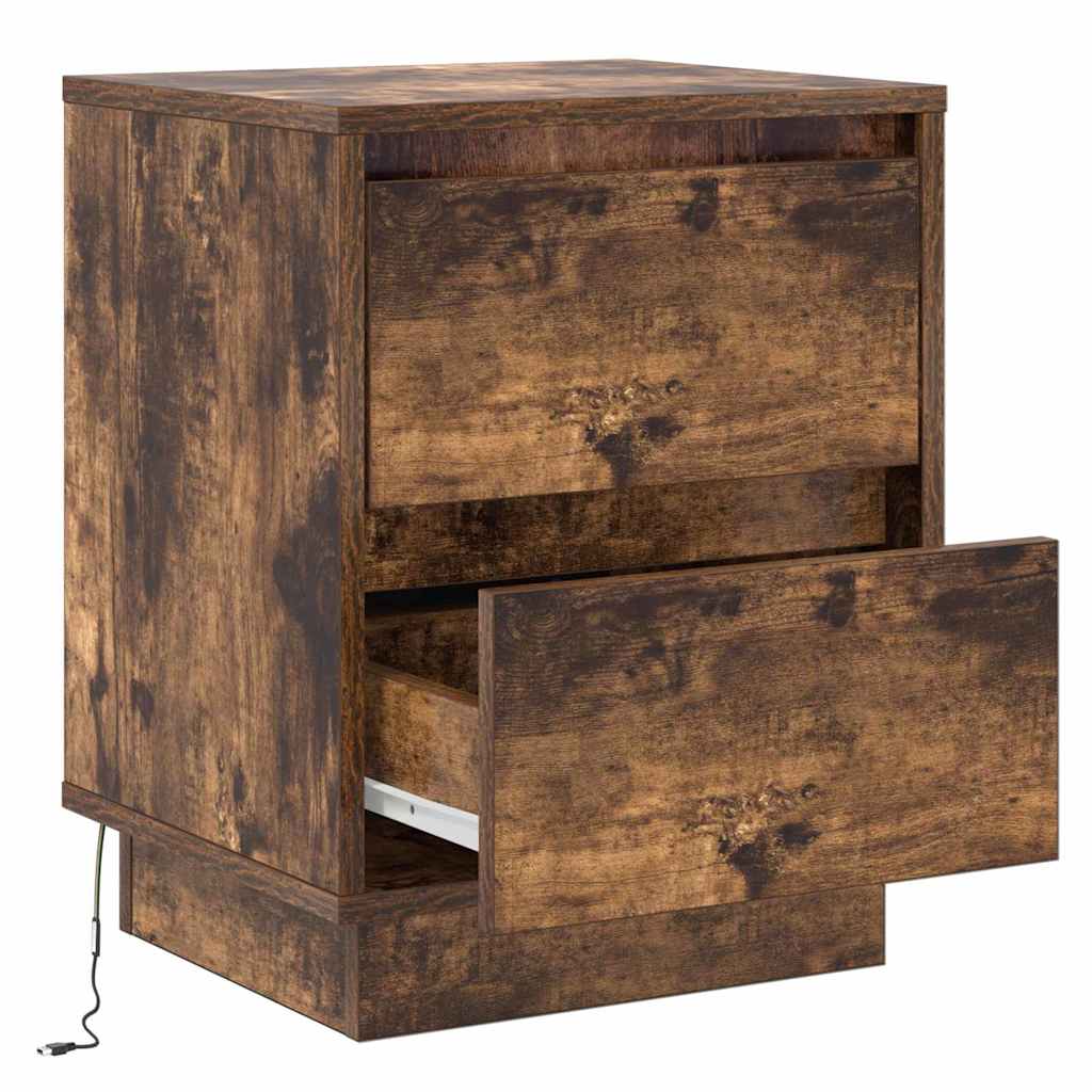 Nachtkastje Gerookt eiken 39 x 34,5 x 50 cm Bewerkt hout is nu te koop bij PeponiXL, paradijselijk wonen!