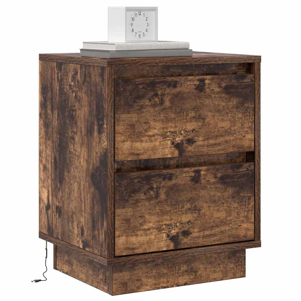 Nachtkastje Gerookt eiken 39 x 34,5 x 50 cm Bewerkt hout is nu te koop bij PeponiXL, paradijselijk wonen!