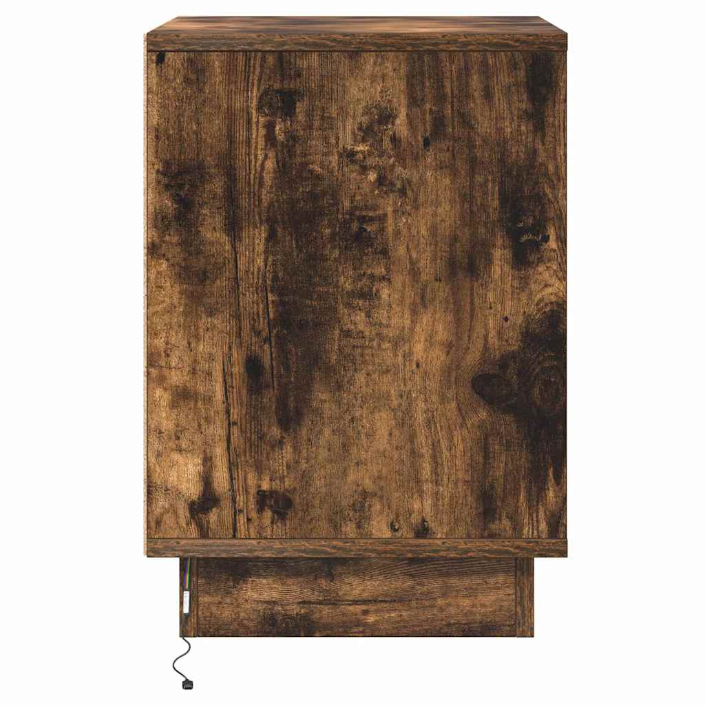 Nachtkastje Gerookt eiken 39 x 34,5 x 50 cm Bewerkt hout is nu te koop bij PeponiXL, paradijselijk wonen!