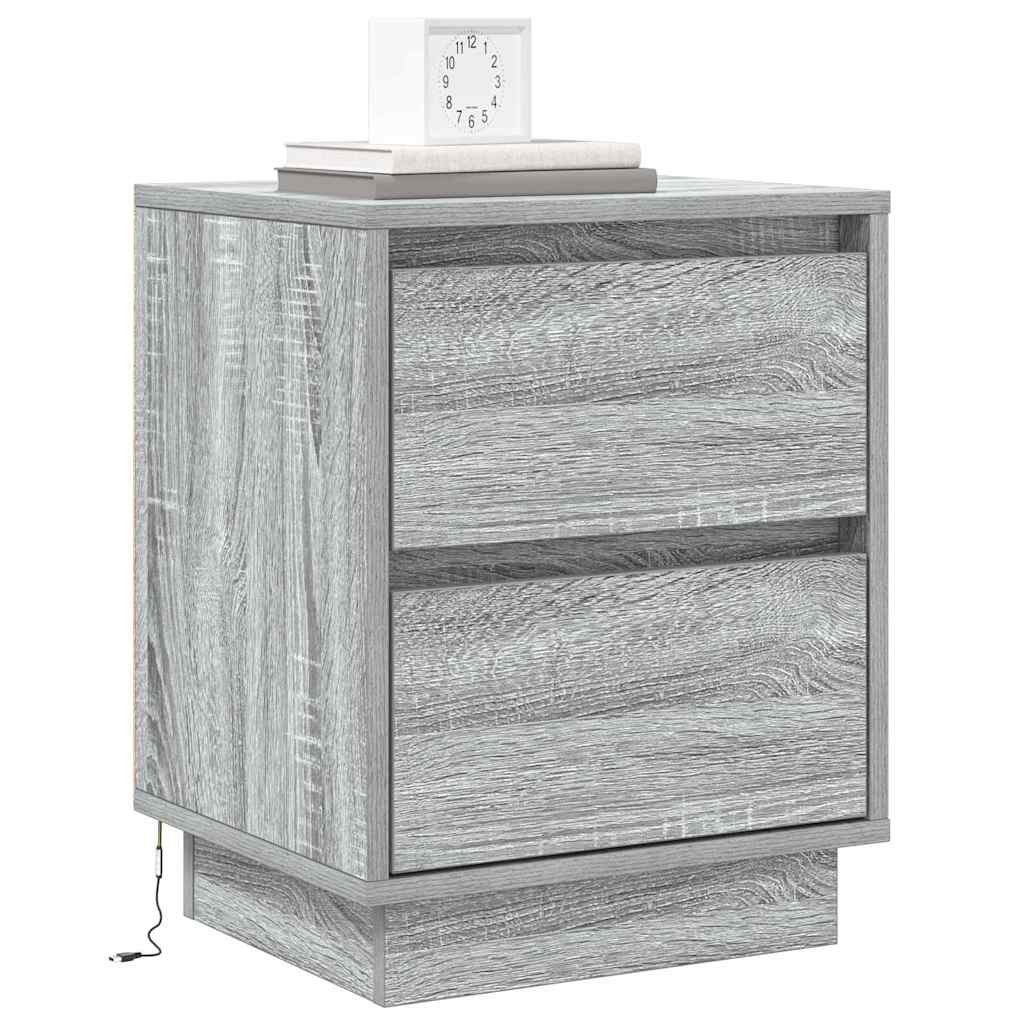 Nachtkastje met lade Grijs 39 x 34,5 x 50 cm Bewerkt hout is nu te koop bij PeponiXL, paradijselijk wonen!