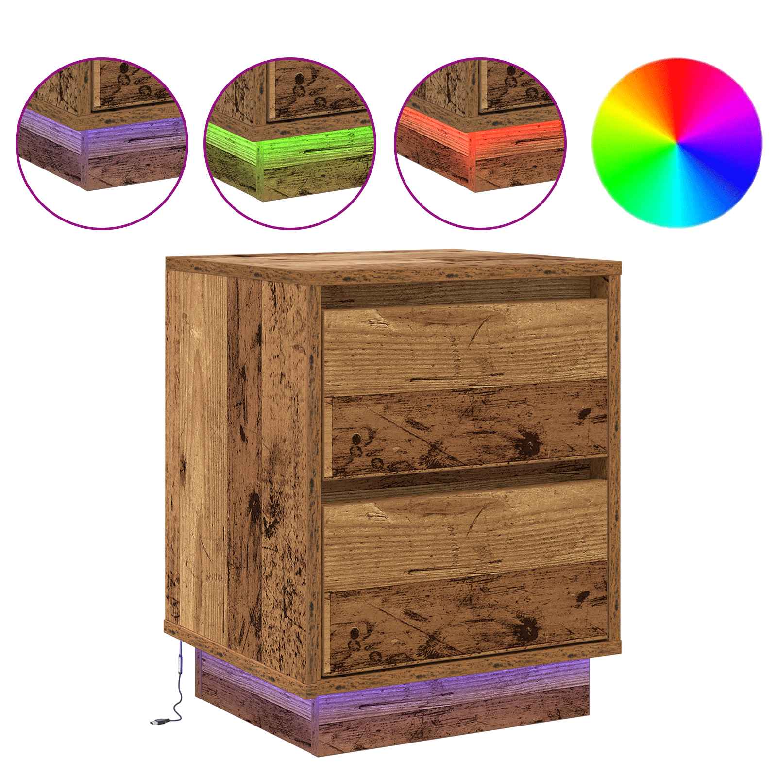 Nachtkastje met lade Oudhout 39 x 34,5 x 50 cm Bewerkt hout is nu te koop bij PeponiXL, paradijselijk wonen!