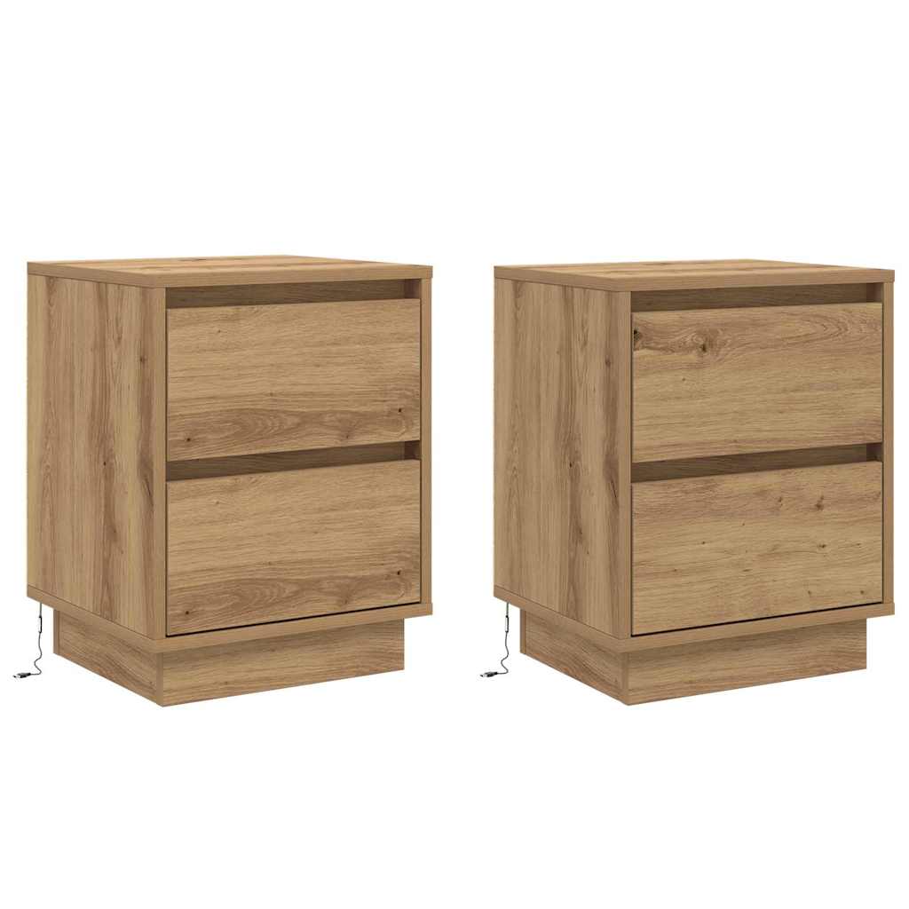 Nachtkastje 2 pcs Artisan Eiken 39 x 34,5 x 50 cm Bewerkt hout is nu te koop bij PeponiXL, paradijselijk wonen!