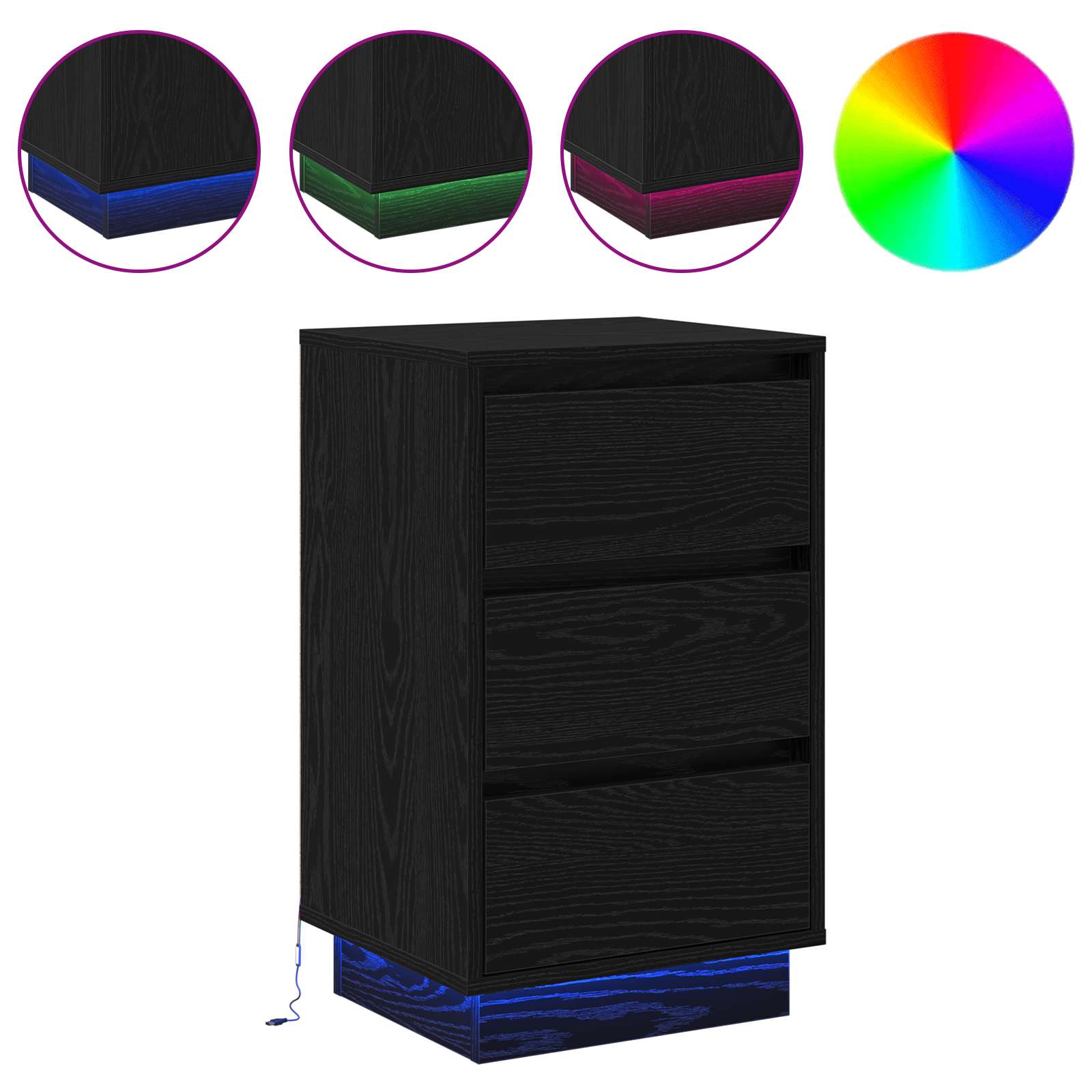 Nachtkastje met lade Zwart Eiken 39 x 34,5 x 65 cm Bewerkt hout is nu te koop bij PeponiXL, paradijselijk wonen!