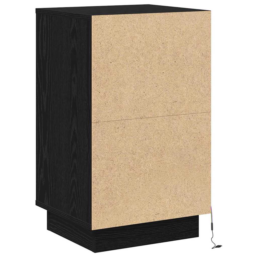 Nachtkastje met lade Zwart Eiken 39 x 34,5 x 65 cm Bewerkt hout is nu te koop bij PeponiXL, paradijselijk wonen!