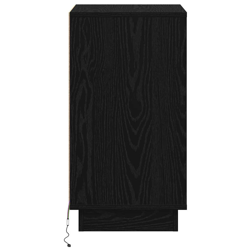 Nachtkastje met lade Zwart Eiken 39 x 34,5 x 65 cm Bewerkt hout is nu te koop bij PeponiXL, paradijselijk wonen!