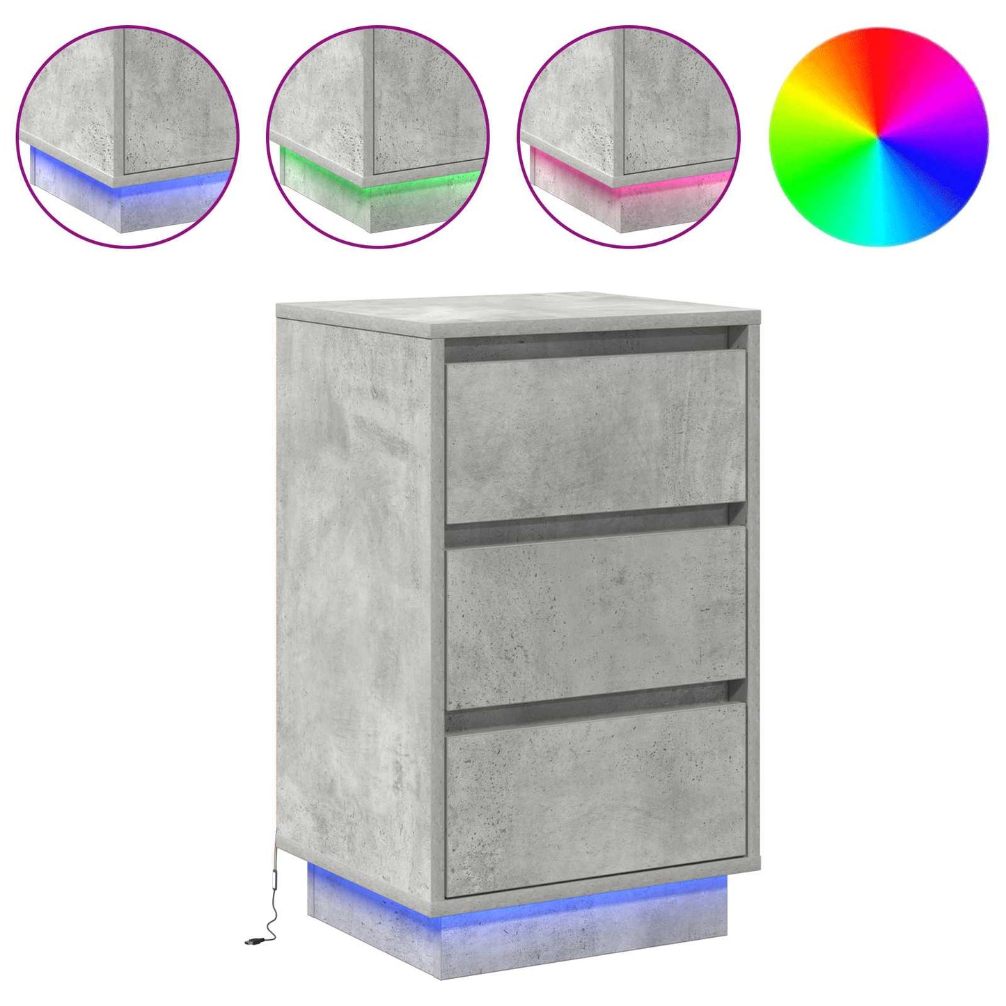 Nachtkastje met lade Beton Grijs 39 x 34,5 x 65 cm Bewerkt hout is nu te koop bij PeponiXL, paradijselijk wonen!