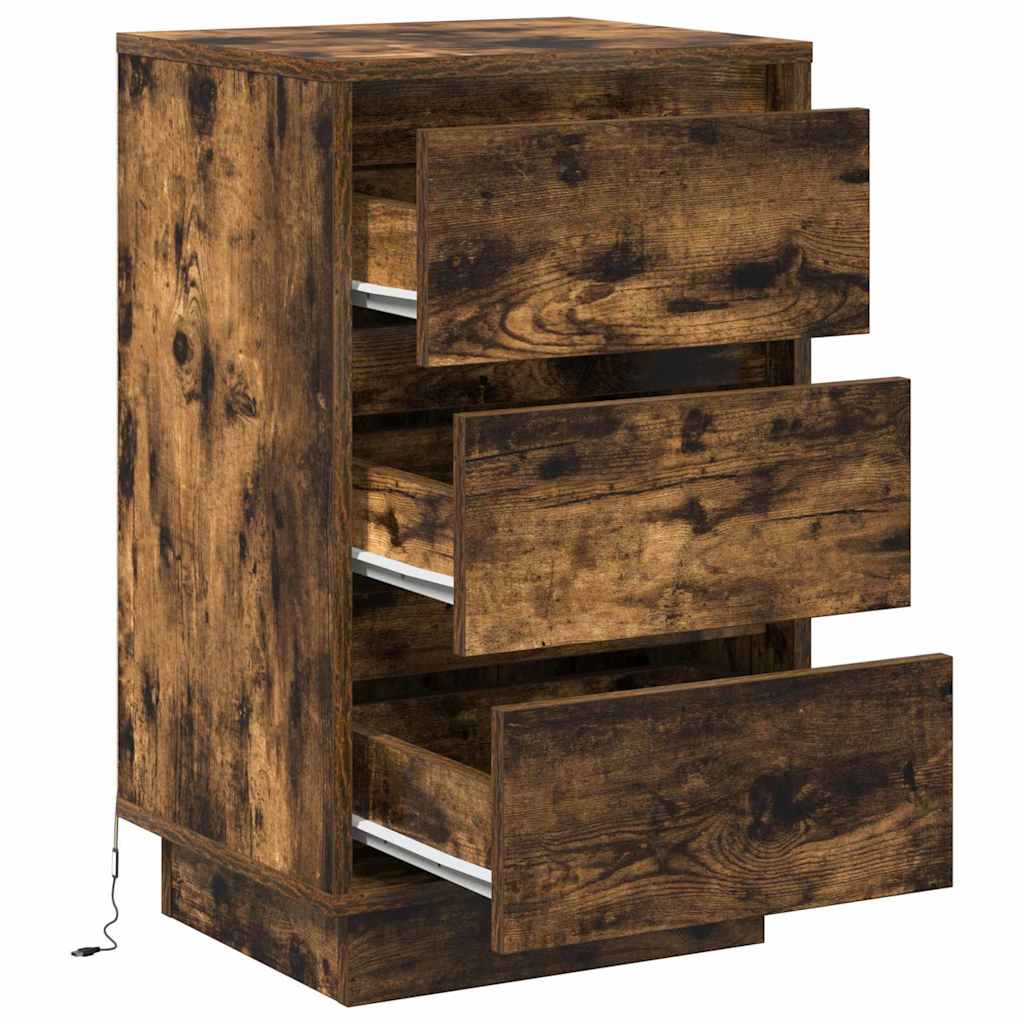 Nachtkastje Gerookt eiken 39 x 34,5 x 65 cm Bewerkt hout is nu te koop bij PeponiXL, paradijselijk wonen!