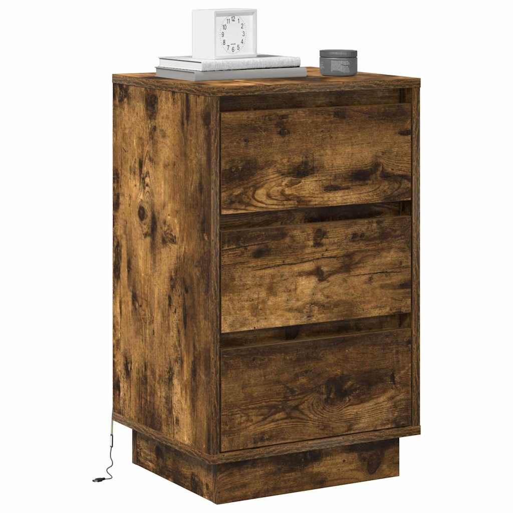 Nachtkastje Gerookt eiken 39 x 34,5 x 65 cm Bewerkt hout is nu te koop bij PeponiXL, paradijselijk wonen!