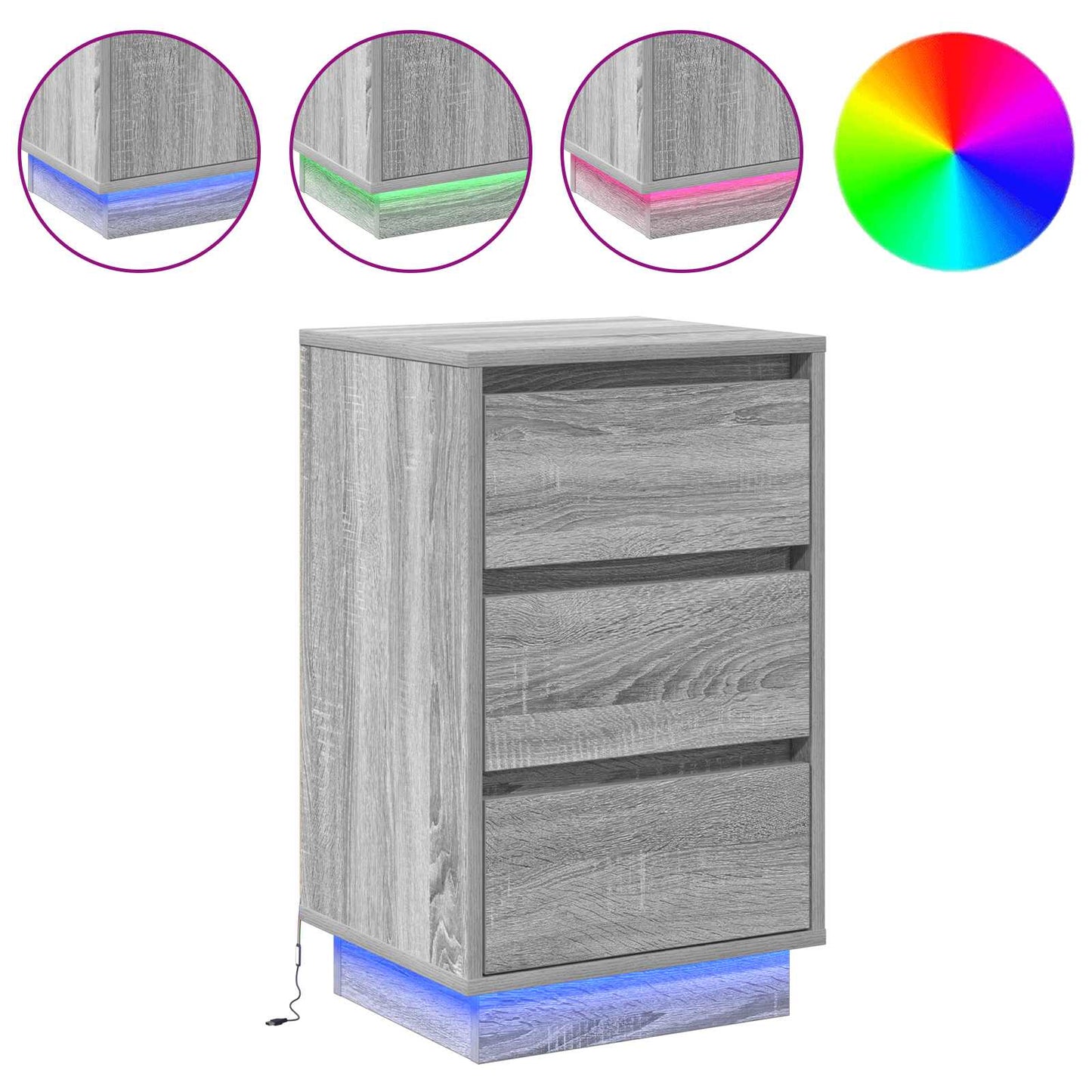 Nachtkastje met lade Grijs 39 x 34,5 x 65 cm Bewerkt hout is nu te koop bij PeponiXL, paradijselijk wonen!