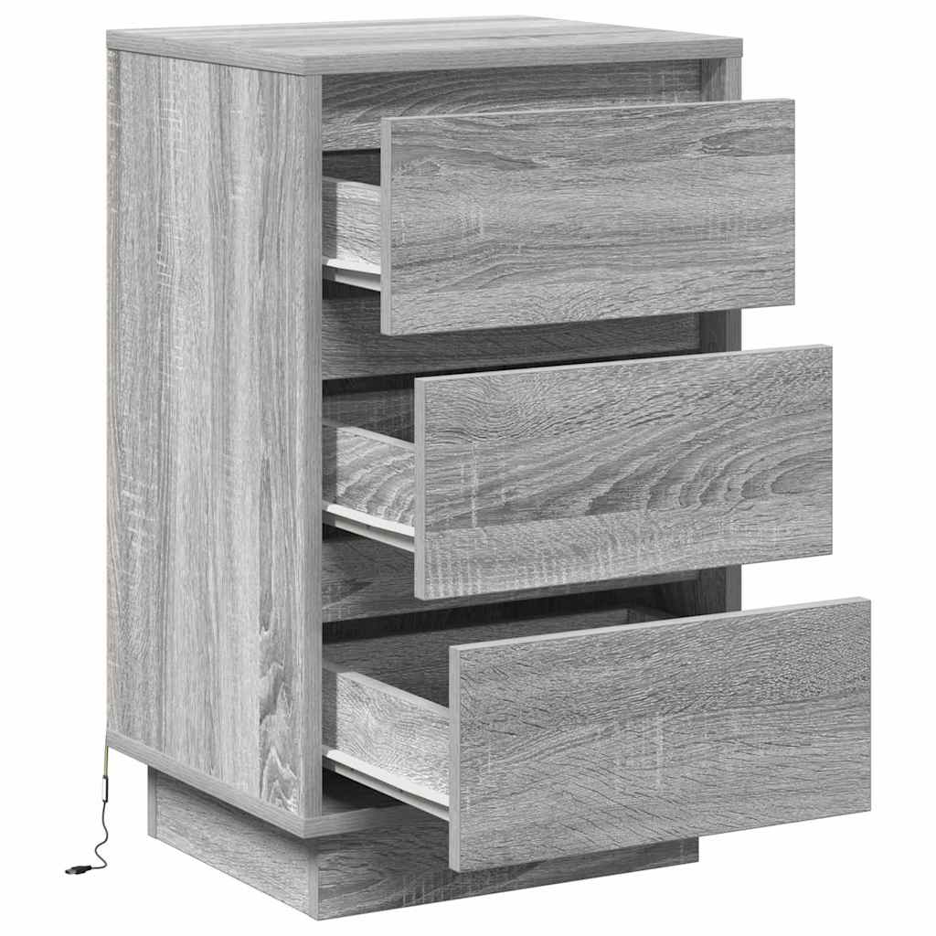Nachtkastje met lade Grijs 39 x 34,5 x 65 cm Bewerkt hout is nu te koop bij PeponiXL, paradijselijk wonen!