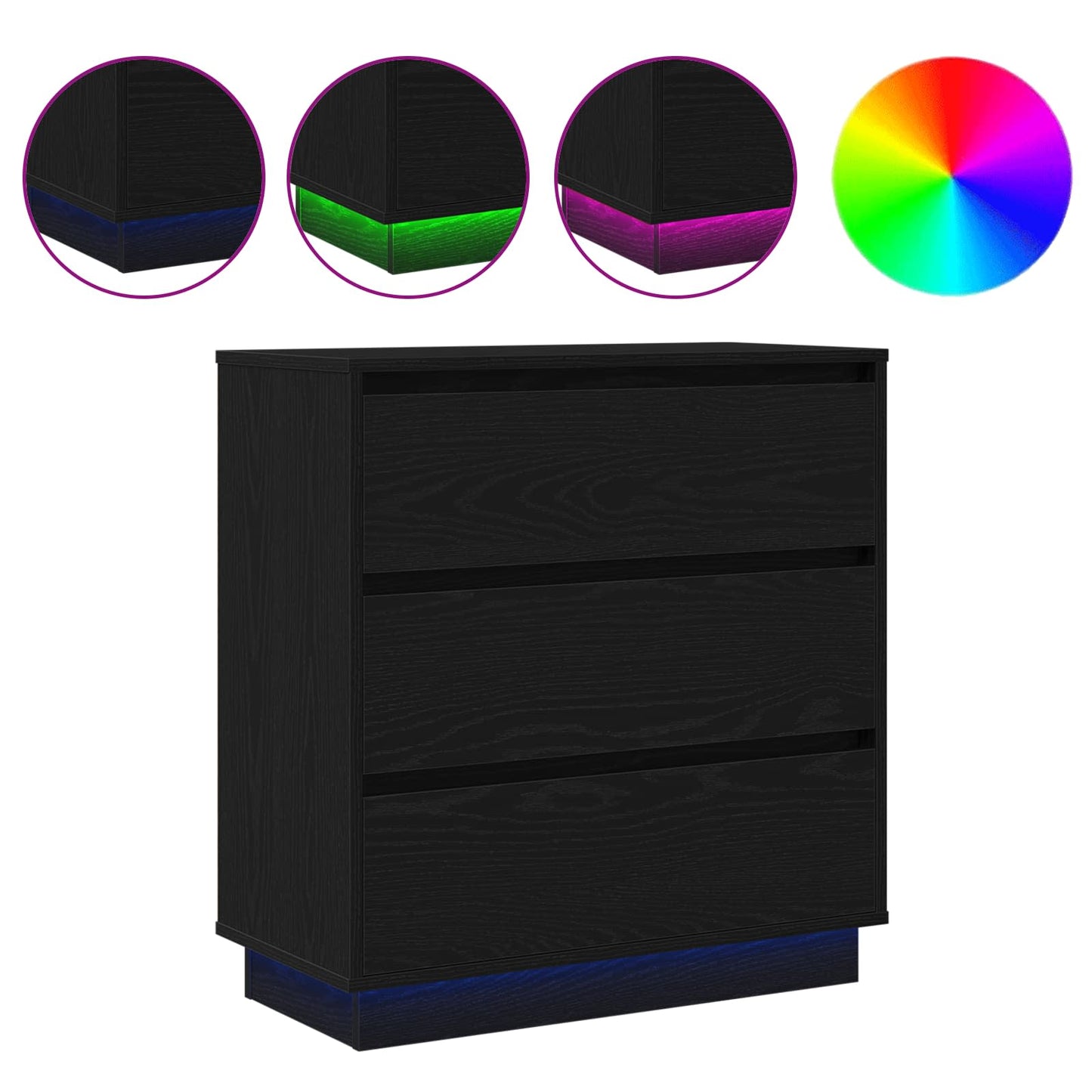 Nachtkastje met lade Zwart Eiken 71 x 34,5 x 75 cm Bewerkt hout is nu te koop bij PeponiXL, paradijselijk wonen!