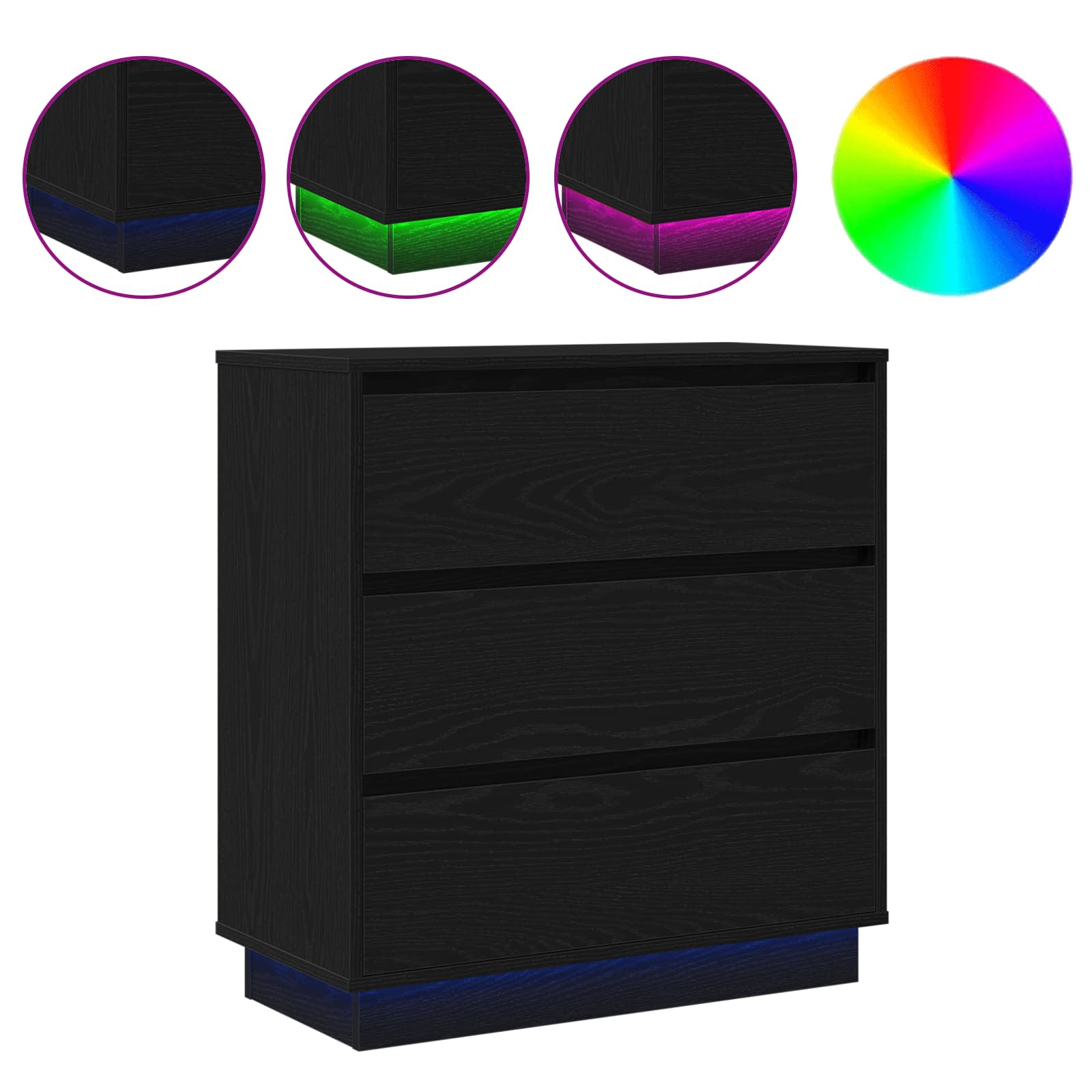 Nachtkastje met lade Zwart Eiken 71 x 34,5 x 75 cm Bewerkt hout is nu te koop bij PeponiXL, paradijselijk wonen!