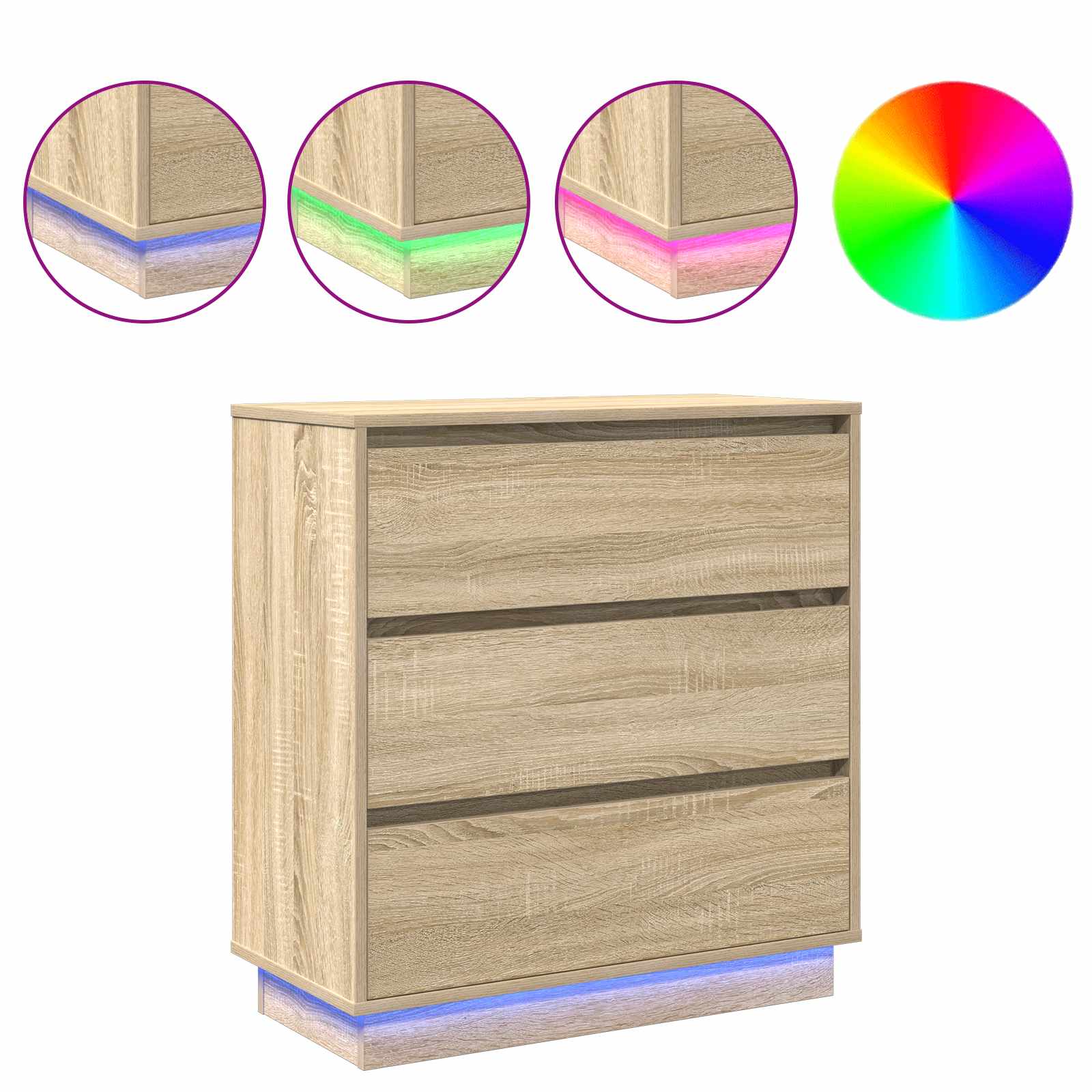 Nachtkastje Sonoma Eiken 71 x 34,5 x 75 cm Bewerkt hout is nu te koop bij PeponiXL, paradijselijk wonen!