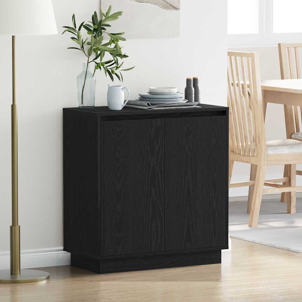 Dressoir met plank Zwart Eiken 71 x 34,5 x 75 cm Bewerkt hout is nu te koop bij PeponiXL, paradijselijk wonen!