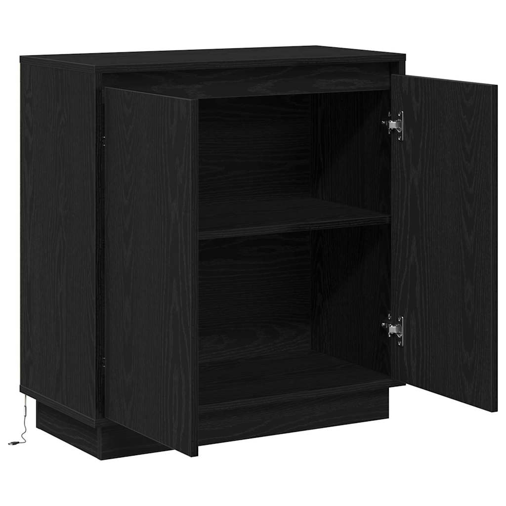 Dressoir met plank Zwart Eiken 71 x 34,5 x 75 cm Bewerkt hout is nu te koop bij PeponiXL, paradijselijk wonen!