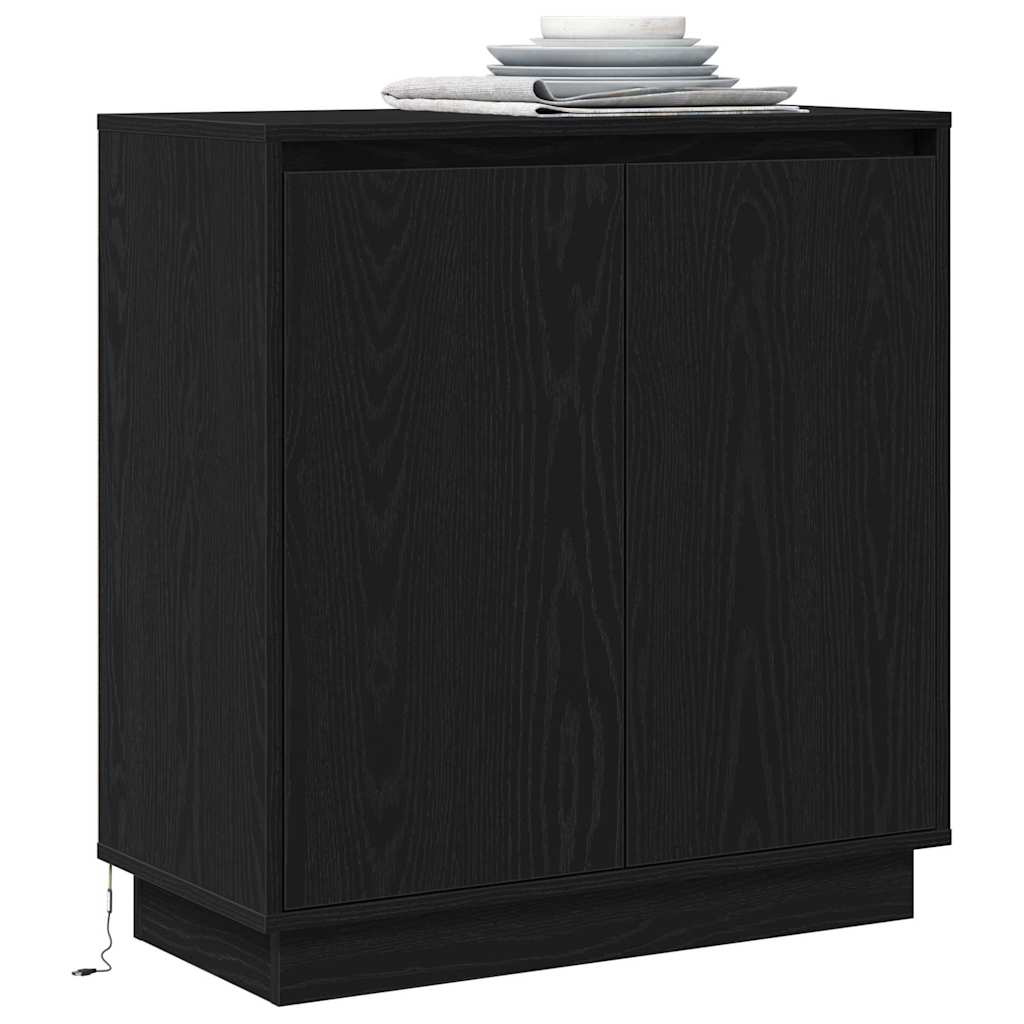 Dressoir met plank Zwart Eiken 71 x 34,5 x 75 cm Bewerkt hout is nu te koop bij PeponiXL, paradijselijk wonen!
