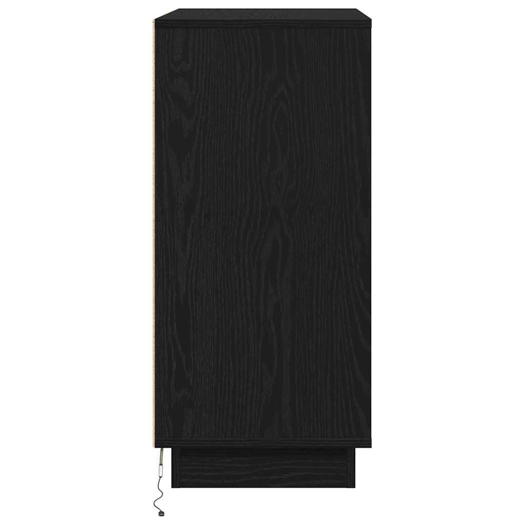 Dressoir met plank Zwart Eiken 71 x 34,5 x 75 cm Bewerkt hout is nu te koop bij PeponiXL, paradijselijk wonen!