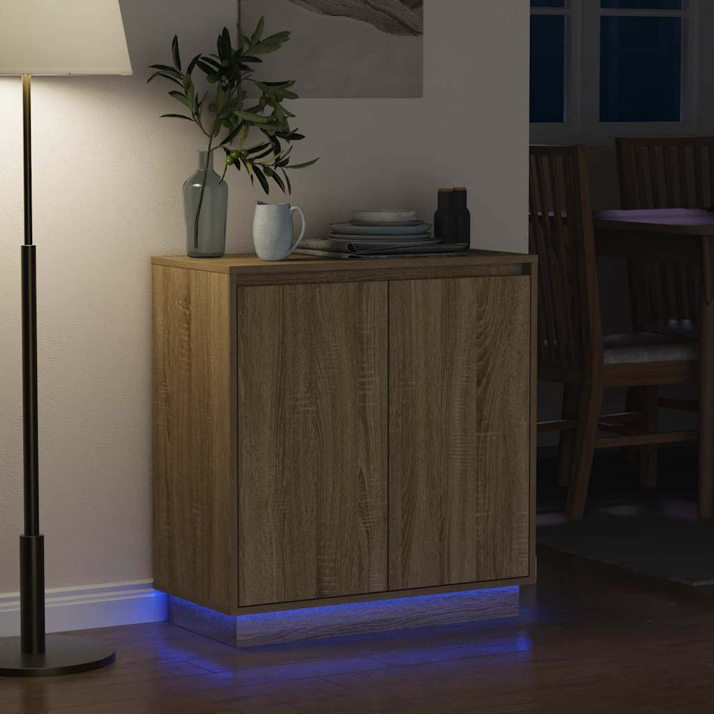 LED Sideboard voor Sonoma Eiken 71 x 34,5 x 75 cm Bewerkt hout is nu te koop bij PeponiXL, paradijselijk wonen!