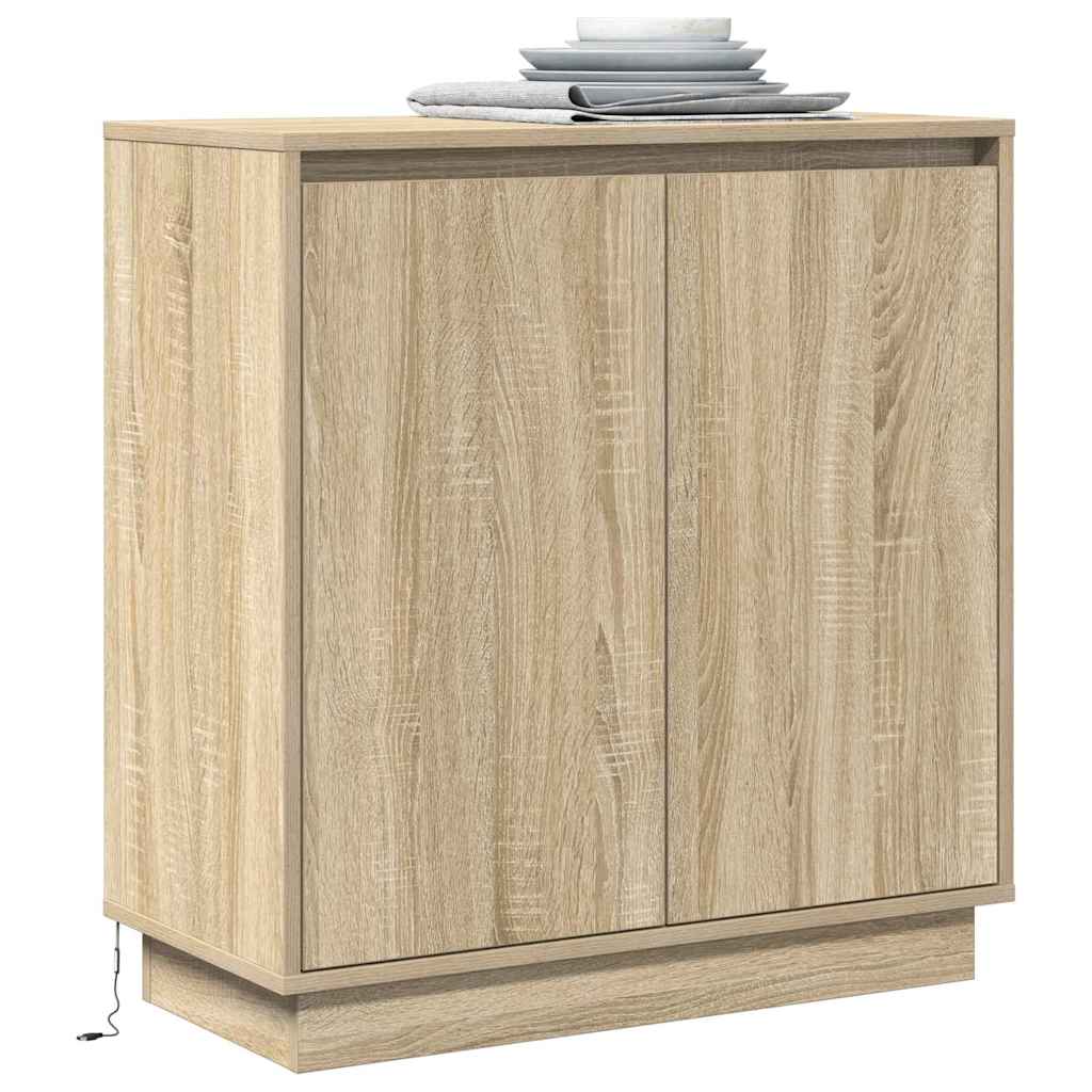 LED Sideboard voor Sonoma Eiken 71 x 34,5 x 75 cm Bewerkt hout is nu te koop bij PeponiXL, paradijselijk wonen!