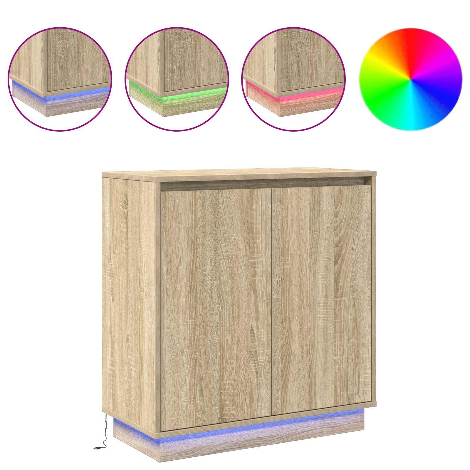 LED Sideboard voor Sonoma Eiken 71 x 34,5 x 75 cm Bewerkt hout is nu te koop bij PeponiXL, paradijselijk wonen!