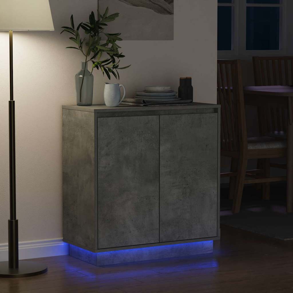 LED Sideboard voor Betongrijs 71 x 34,5 x 75 cm Bewerkt hout is nu te koop bij PeponiXL, paradijselijk wonen!