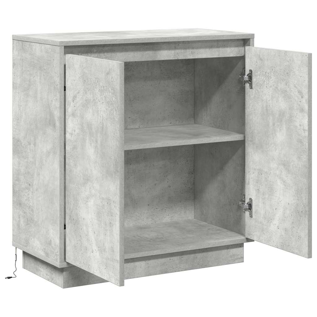 LED Sideboard voor Betongrijs 71 x 34,5 x 75 cm Bewerkt hout is nu te koop bij PeponiXL, paradijselijk wonen!