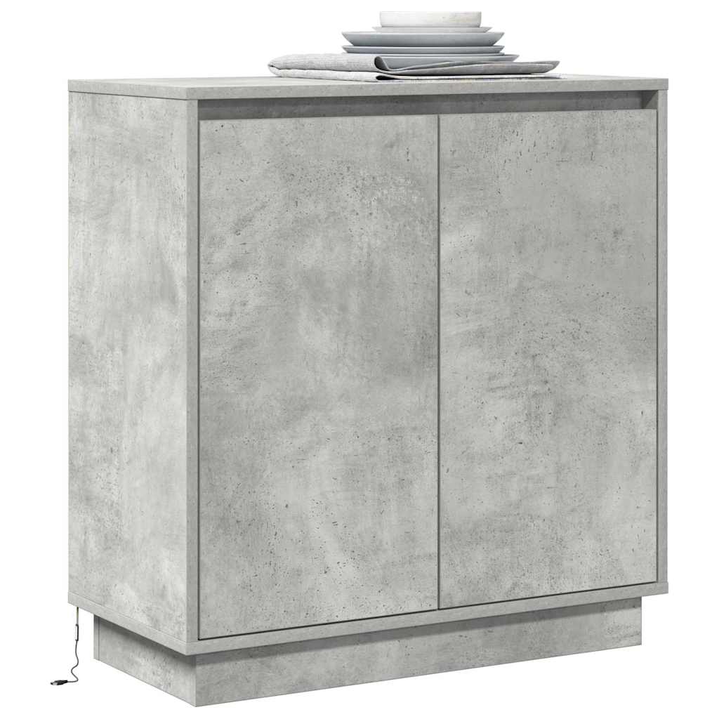 LED Sideboard voor Betongrijs 71 x 34,5 x 75 cm Bewerkt hout is nu te koop bij PeponiXL, paradijselijk wonen!
